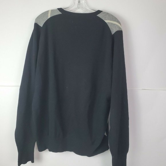 VTG Ballantyne Scotland 100% Cashmere V-Neck Men's Sweater Size 46" 117cm Black - Picture 4 of 6